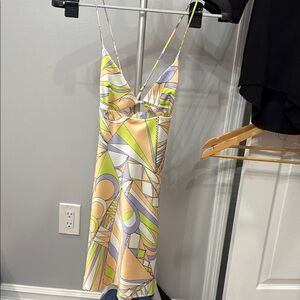 Zara Yellow and White Slip Dress Spaghetti Strap Cocktail
